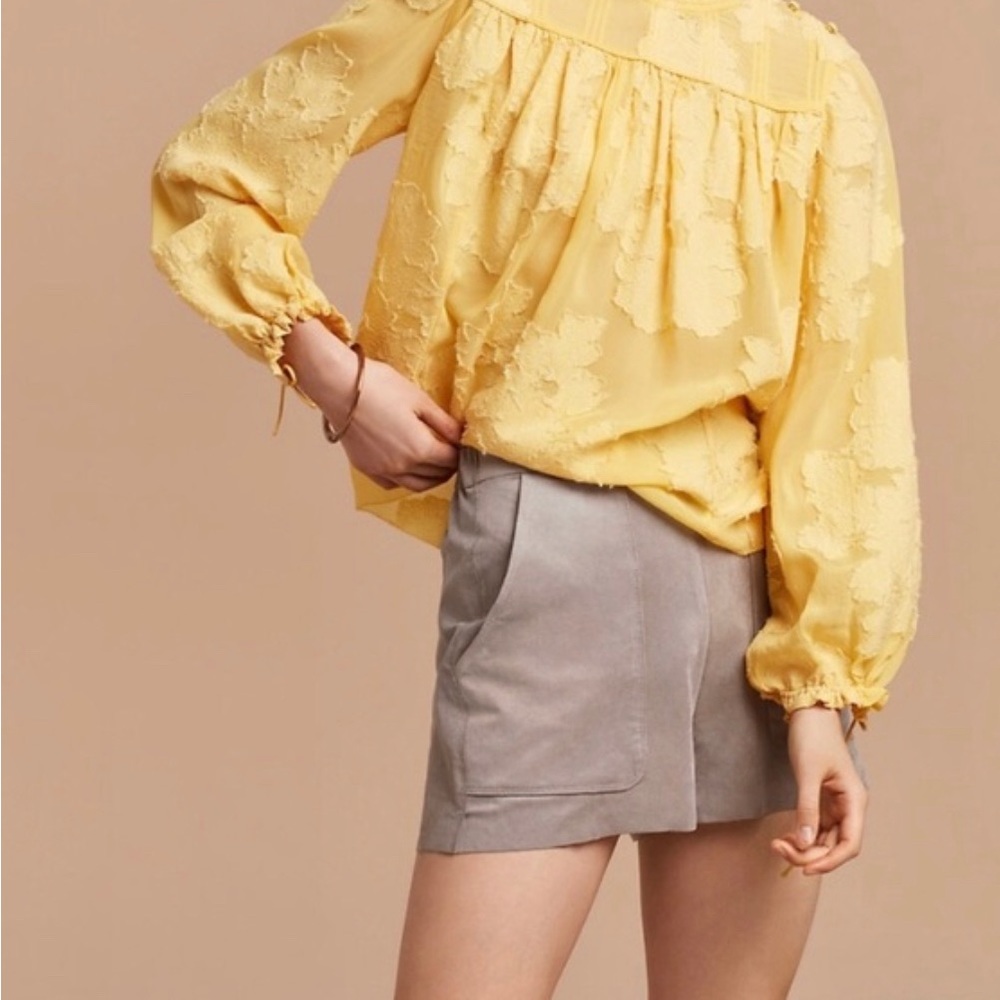 Aritzia Wilfred Tan Suede High Waisted Shorts